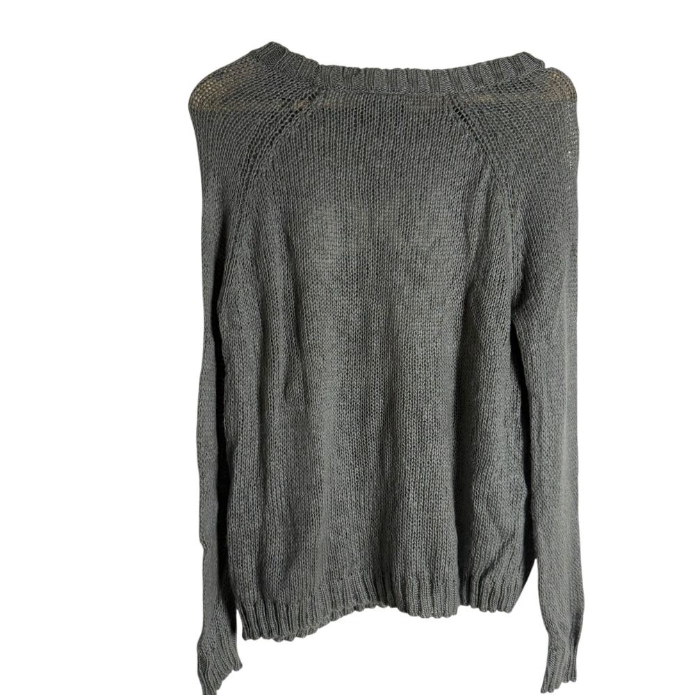 Wooden Ships Game Day Knit Sporty Gray Raglan Crewneck Wool Sweater S - Picture 5 of 6